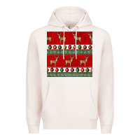 Pale Pink christmas deer and ornaments seamless pattern Premium Hoodie - BundleAndBundleShop