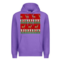 Purple christmas deer and ornaments seamless pattern Premium Hoodie - BundleAndBundleShop