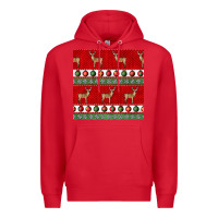 Red christmas deer and ornaments seamless pattern Premium Hoodie - BundleAndBundleShop
