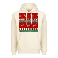 Tofu christmas deer and ornaments seamless pattern Premium Hoodie - BundleAndBundleShop