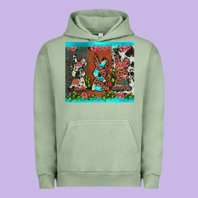 Easter Bunny's Leopard Cowhide Cactus Urban Hoodie Designed By Jahusdesignshop
