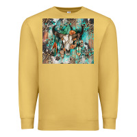 Antique Gold cowhide bull skull Premium Sweatshirt - Zillion Design Studio