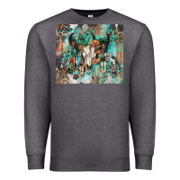 Charcoal Heather cowhide bull skull Premium Sweatshirt - Zillion Design Studio