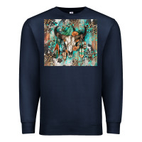 Navy cowhide bull skull Premium Sweatshirt - Zillion Design Studio