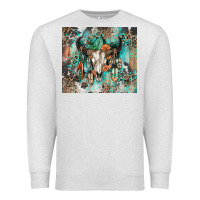 Oatmeal Heather cowhide bull skull Premium Sweatshirt - Zillion Design Studio