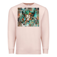 Pale Pink cowhide bull skull Premium Sweatshirt - Zillion Design Studio