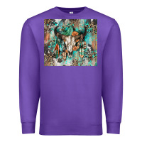 Purple cowhide bull skull Premium Sweatshirt - Zillion Design Studio