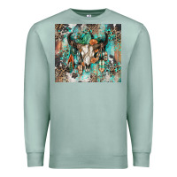 Seafoam cowhide bull skull Premium Sweatshirt - Zillion Design Studio