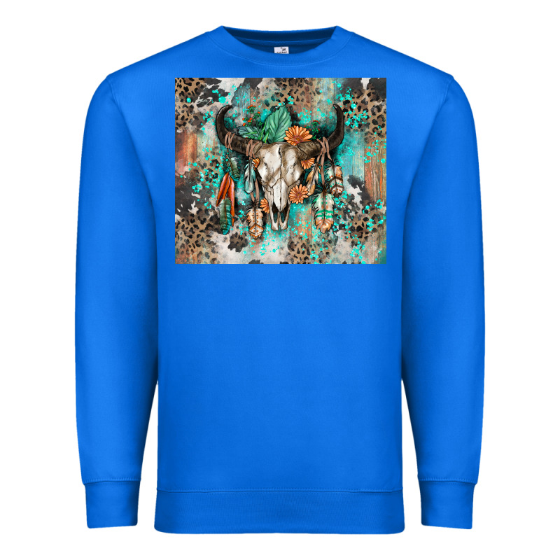 Cowhide Bull Skull Premium Sweatshirt by Zillion Design Studio | Teevron
