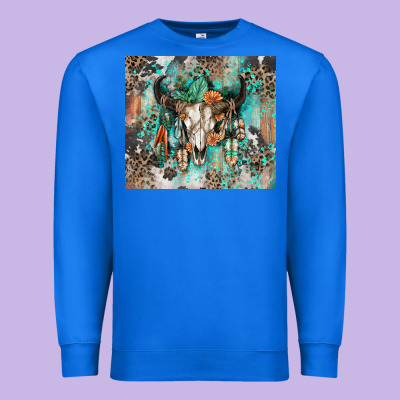 Cowhide Bull Skull Premium Sweatshirt Designed By Zillion Design Studio