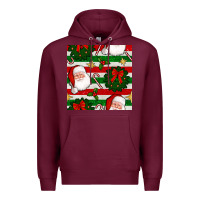 Burgundy christmas  santa clause and ornaments seamless  pattern Premium Hoodie - BundleAndBundleShop