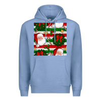 Colony Blue christmas  santa clause and ornaments seamless  pattern Premium Hoodie - BundleAndBundleShop