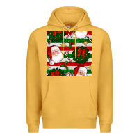 Mustard christmas  santa clause and ornaments seamless  pattern Premium Hoodie - BundleAndBundleShop