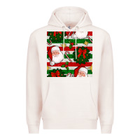 Pale Pink christmas  santa clause and ornaments seamless  pattern Premium Hoodie - BundleAndBundleShop