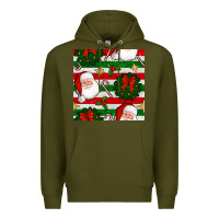 Army Green christmas  santa clause and ornaments seamless  pattern Premium Hoodie - BundleAndBundleShop