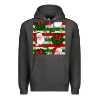 Charcoal Heather christmas  santa clause and ornaments seamless  pattern Premium Hoodie - BundleAndBundleShop