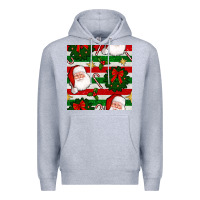 Heather Grey christmas  santa clause and ornaments seamless  pattern Premium Hoodie - BundleAndBundleShop