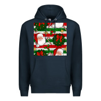 Navy christmas  santa clause and ornaments seamless  pattern Premium Hoodie - BundleAndBundleShop