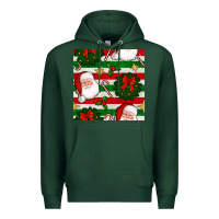 Sports Green christmas  santa clause and ornaments seamless  pattern Premium Hoodie - BundleAndBundleShop