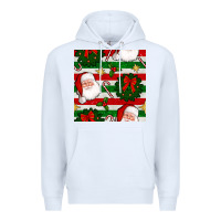 White christmas  santa clause and ornaments seamless  pattern Premium Hoodie - BundleAndBundleShop