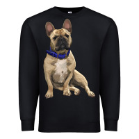 Black French bulldog with royal blue Premium Sweatshirt - RanaPortraitStore