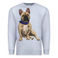 Heather Grey French bulldog with royal blue Premium Sweatshirt - RanaPortraitStore