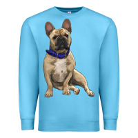 Ocean Blue French bulldog with royal blue Premium Sweatshirt - RanaPortraitStore