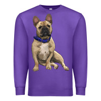 Purple French bulldog with royal blue Premium Sweatshirt - RanaPortraitStore