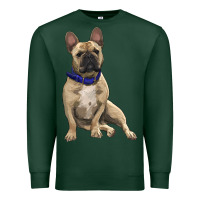 Sports Green French bulldog with royal blue Premium Sweatshirt - RanaPortraitStore