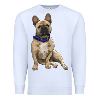 White French bulldog with royal blue Premium Sweatshirt - RanaPortraitStore