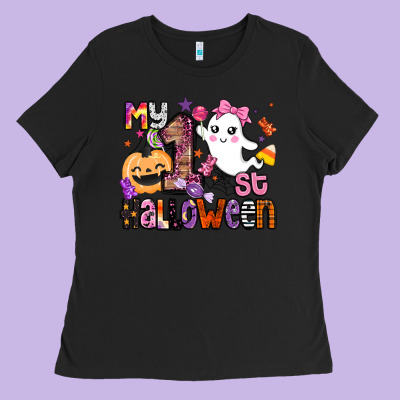 My 1st Halloween Ladies Tee Designed By Barkaloodesign