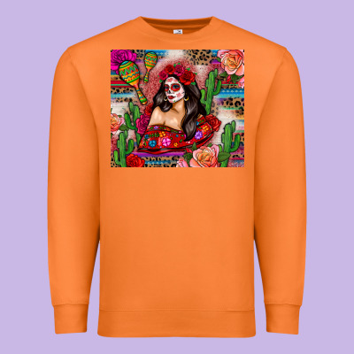 Mexico Girl Serape Premium Sweatshirt Designed By Zillion Design Studio