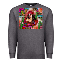 Charcoal Heather mexico girl serape Premium Sweatshirt - Zillion Design Studio