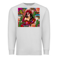 Dove Grey mexico girl serape Premium Sweatshirt - Zillion Design Studio