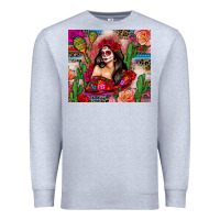 Heather Grey mexico girl serape Premium Sweatshirt - Zillion Design Studio