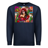 Navy mexico girl serape Premium Sweatshirt - Zillion Design Studio