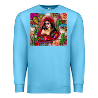 Ocean Blue mexico girl serape Premium Sweatshirt - Zillion Design Studio