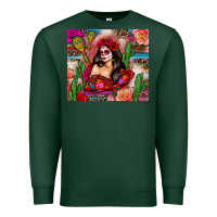 Sports Green mexico girl serape Premium Sweatshirt - Zillion Design Studio
