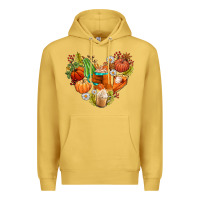 Antique Gold pumpkin and latte with fall Premium Hoodie - AdoDesignShop