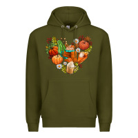 Army Green pumpkin and latte with fall Premium Hoodie - AdoDesignShop