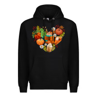 Black pumpkin and latte with fall Premium Hoodie - AdoDesignShop
