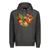 Charcoal Heather pumpkin and latte with fall Premium Hoodie - AdoDesignShop