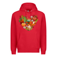 Red pumpkin and latte with fall Premium Hoodie - AdoDesignShop