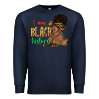 Navy i am black history afro black woman juneteenth Premium Sweatshirt - texasbilliewilder
