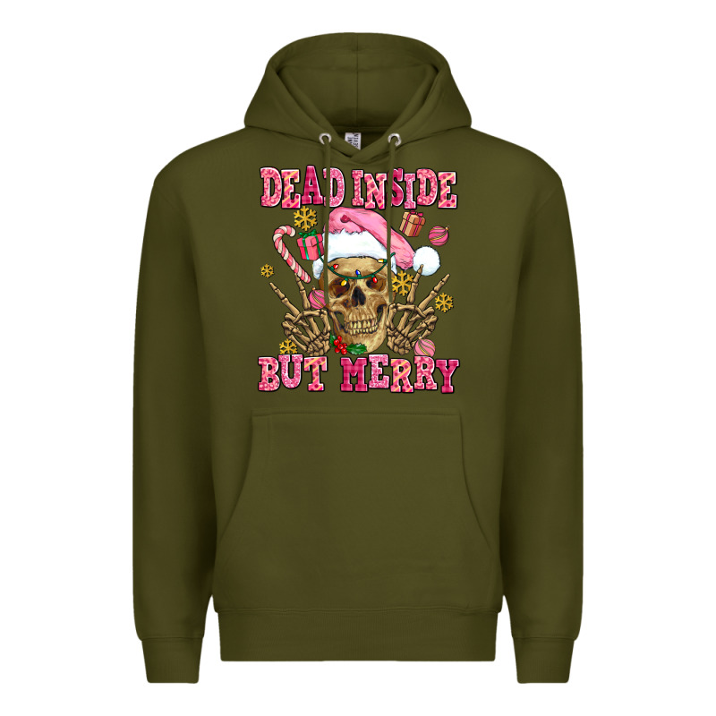Dead Inside But Merry  Pink Christmas Skeleton Premium Hoodie by AdoDesignShop | Teevron
