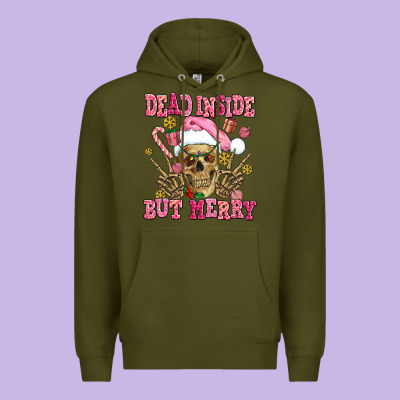 Dead Inside But Merry  Pink Christmas Skeleton Premium Hoodie Designed By Adodesignshop