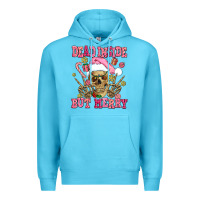 Ocean Blue dead inside but merry  pink christmas skeleton Premium Hoodie - AdoDesignShop