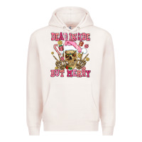 Pale Pink dead inside but merry  pink christmas skeleton Premium Hoodie - AdoDesignShop