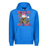 True Royal dead inside but merry  pink christmas skeleton Premium Hoodie - AdoDesignShop