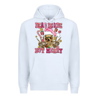 White dead inside but merry  pink christmas skeleton Premium Hoodie - AdoDesignShop